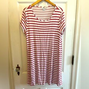 VINEYARD VINES Dress XL Stretch Jersey Stripe Short Sleeve White Red